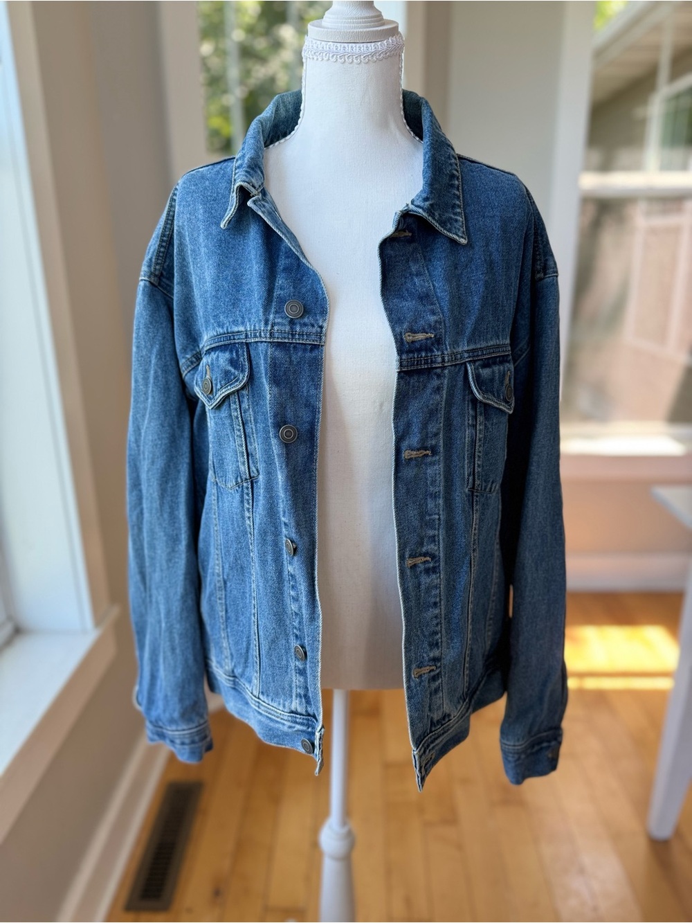 Vintage 90s Medium Blue Cotton Denim Jean Jacket Size Medium - Picture 2 of 10
